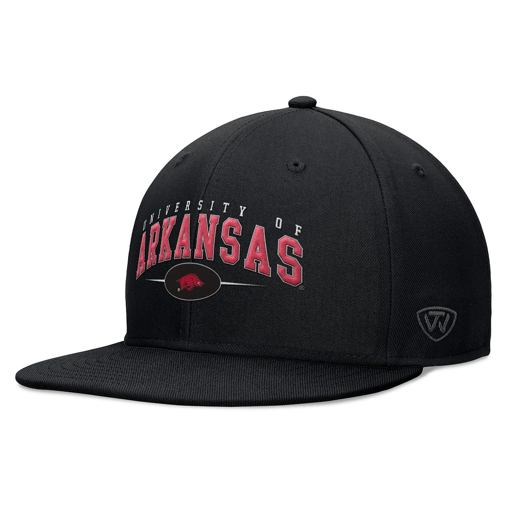 Casquette Snapback Top of the World noire des Arkansas Razorbacks Bullpen pour hommes