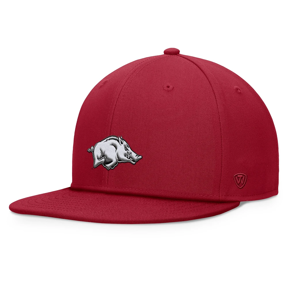 Casquette Snapback fondamentale Top of the World Cardinal Arkansas Razorbacks pour hommes