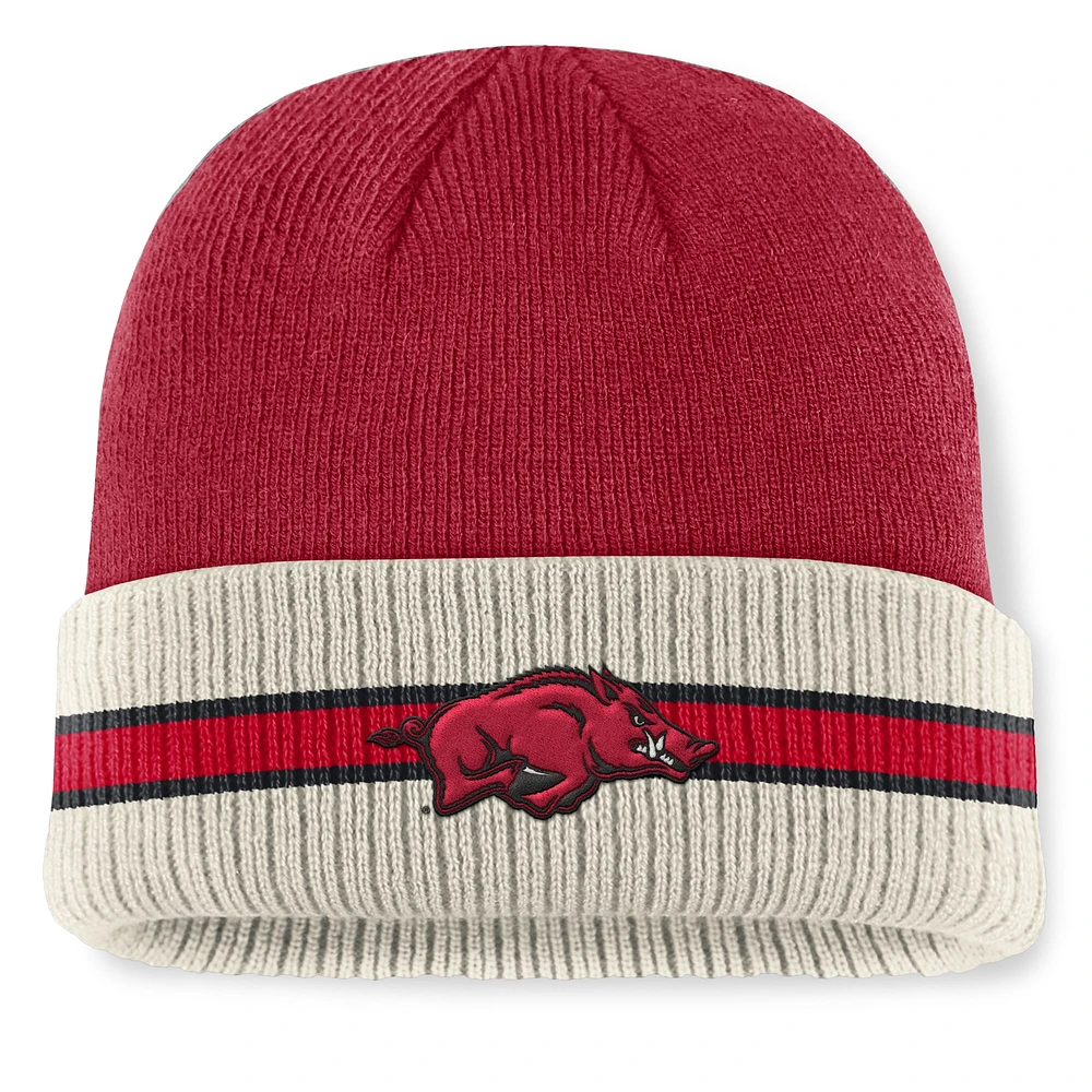 Bonnet tricoté à revers Silas pour homme Top of the World Cardinal Arkansas Razorbacks