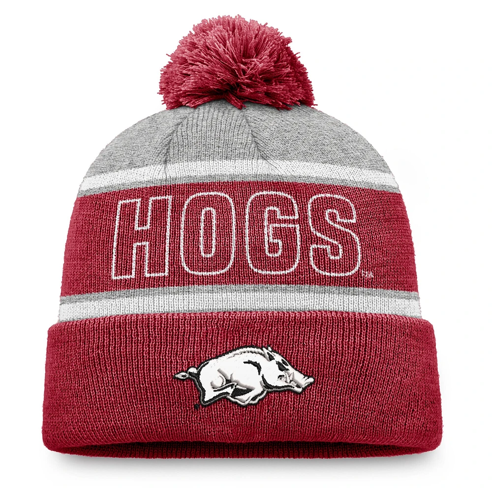 Men's Top of the World Cardinal Arkansas Razorbacks Two-Tone Cuffed Knit Hat with Pom