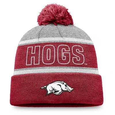 Men's Top of the World Cardinal Arkansas Razorbacks Two-Tone Cuffed Knit Hat with Pom