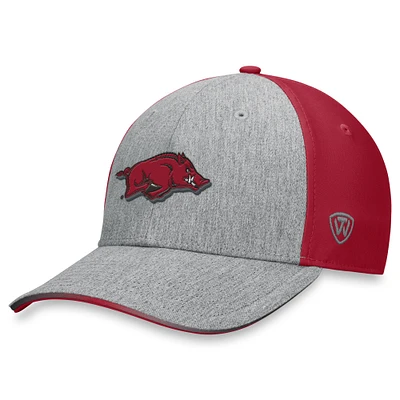 Men's Top of the World Heather Gray/Cardinal Arkansas Razorbacks Merge Flex Hat