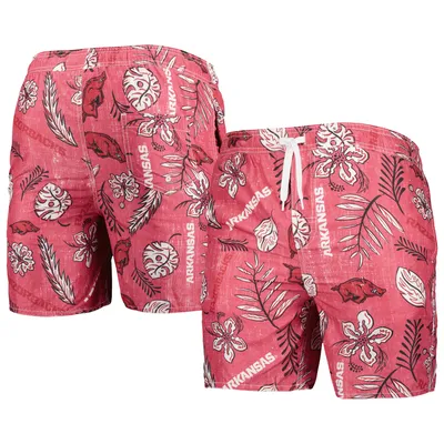 Wes & Willy Cardinal Arkansas Razorbacks Maillot de bain à fleurs vintage pour homme
