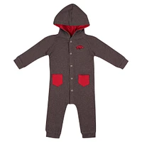 Newborn & Infant Colosseum Charcoal Arkansas Razorbacks Zando-Zan Waffle Full-Snap Hooded Romper