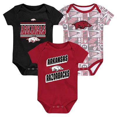 Newborn Cardinal Arkansas Razorbacks Sunday Comics 3-Pack Bodysuit Set