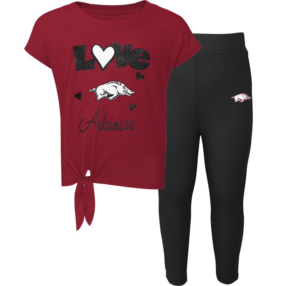 Preschool & Toddler Cardinal/Black Arkansas Razorbacks Forever Love T-Shirt Leggings Set