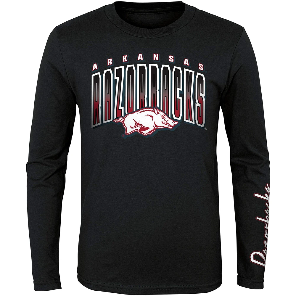 Preschool Black/Cardinal Arkansas Razorbacks Fan Wave Short & Long Sleeve T-Shirt Combo Pack