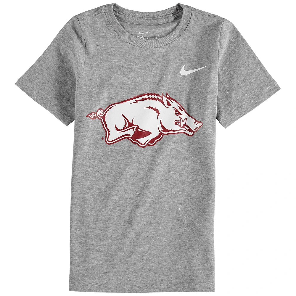 T-shirt Nike Arkansas Razorbacks gris anthracite pour enfant préscolaire