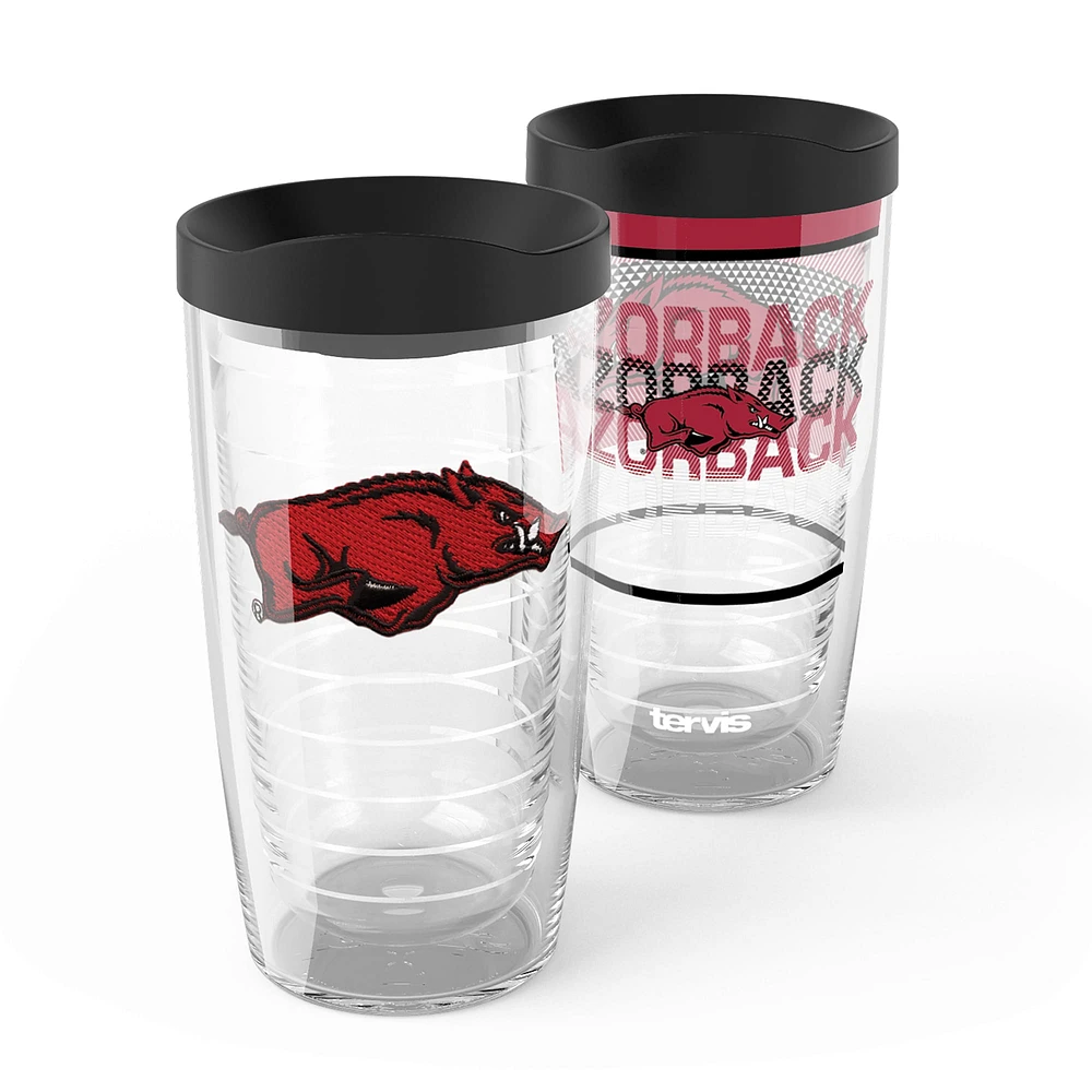 Tervis Arkansas Razorbacks, paquet de 2, 16 oz. Ensemble de gobelets concurrents et emblèmes