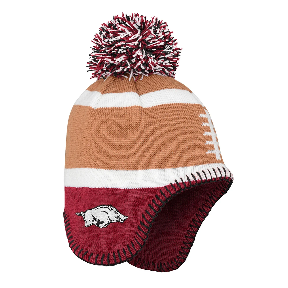 Toddler Fanatics   Brown Arkansas Razorbacks Football Head Knit Hat with Pom