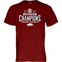 T-shirt unisexe bleu 84 Cardinal Arkansas Razorbacks 2023 SEC Football féminin Saison régulière Champions Vestiaire