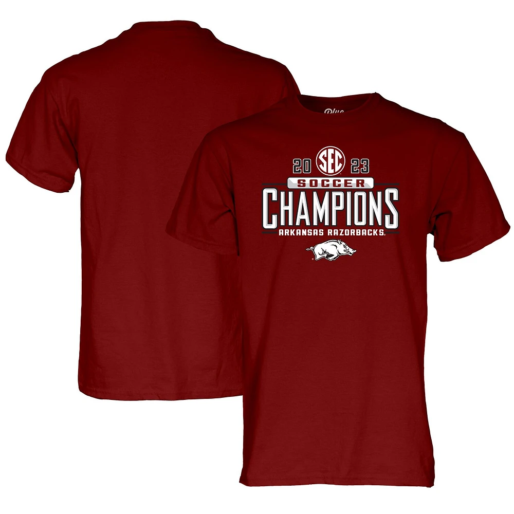 Unisex Blue 84  Cardinal Arkansas Razorbacks 2023 SEC Women's Soccer Regular Season Champions Locker Room T-Shirt