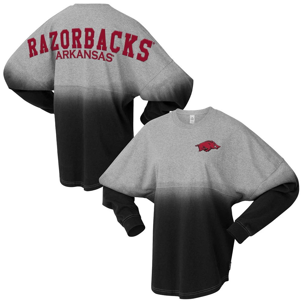 T-shirt unisexe Spirit Jersey noir/gris Arkansas Razorbacks Ombre à manches longues