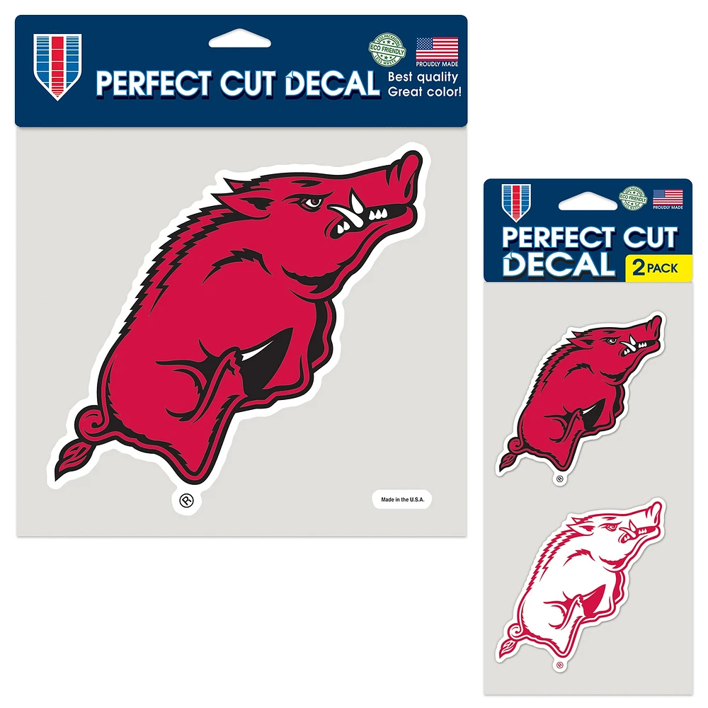 Lot de trois autocollants WinCraft Arkansas Razorbacks Perfect Cut