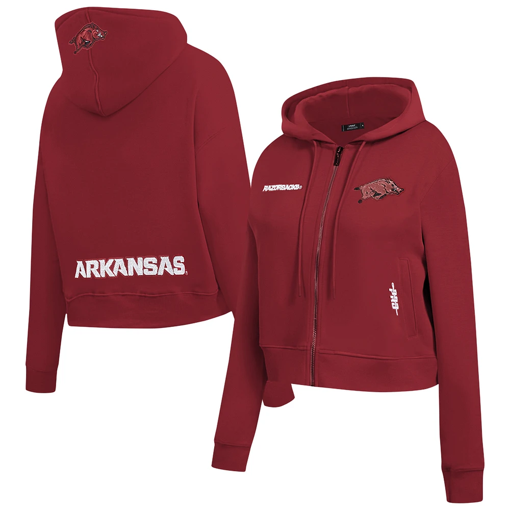 Veste à capuche entièrement zippée sequins Game Day Pro Standard Cardinal Arkansas Razorbacks pour femme