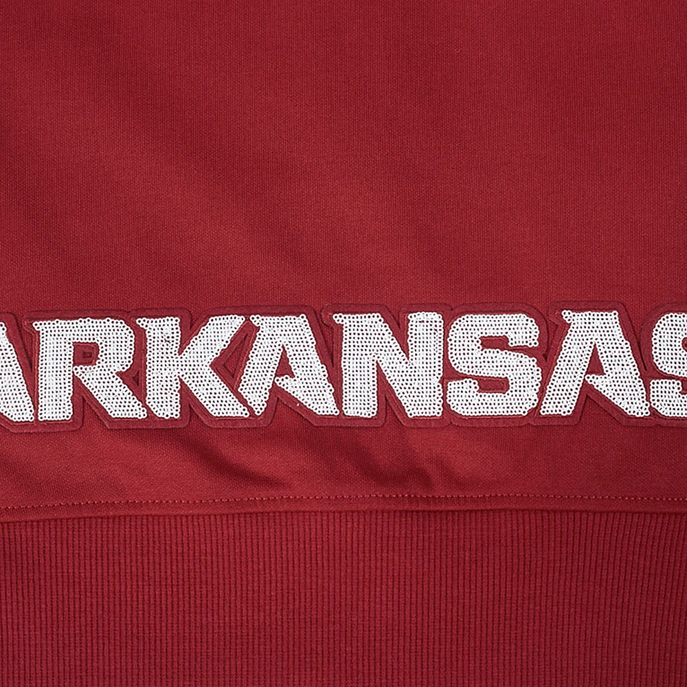 Women's Pro Standard Cardinal Arkansas Razorbacks Game Day Sequin Full-Zip Hooded Jacket