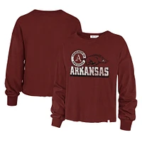 T-shirt à manches longues et taille haute pour femmes '47 Cardinal Arkansas Razorbacks Bottom Line Parkway