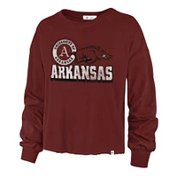 Women's '47 Cardinal Arkansas Razorbacks Bottom Line Parkway Long Sleeve High Waist T-Shirt