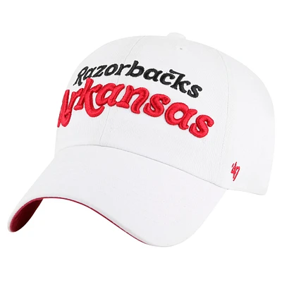 Casquette ajustable blanche Arkansas Razorbacks Pensacola Clean Up pour femme '47