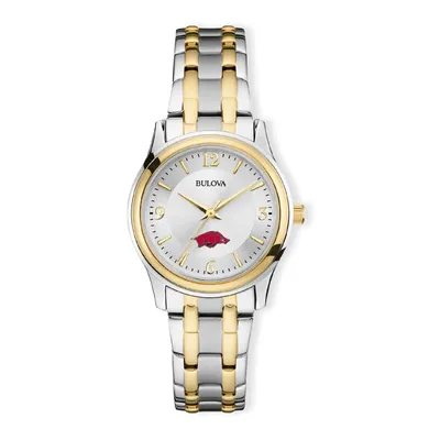 Arkansas Razorbacks Bulova Women's Classic Two-Tone Round Watch - Silver/Gold