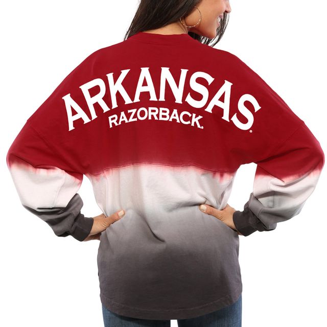 Maillot Femme Cardinal Arkansas Razorbacks Ombre Long Sleeve Dip-Dyed Spirit