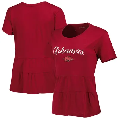 Arkansas Razorbacks Women's Willow Ruffle-Bottom T-Shirt - Cardinal