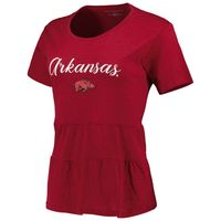 Women's Cardinal Arkansas Razorbacks Willow Ruffle-Bottom T-Shirt