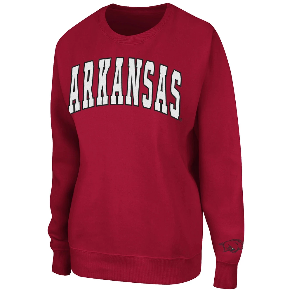 Women's Colosseum Cardinal Arkansas Razorbacks Campanile Pullover Sweatshirt