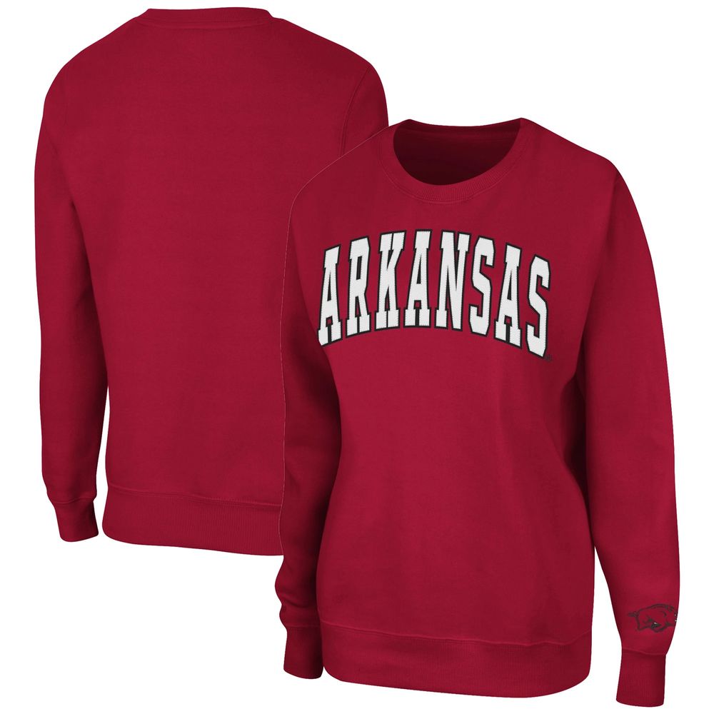 Women's Colosseum Cardinal Arkansas Razorbacks Campanile Pullover Sweatshirt