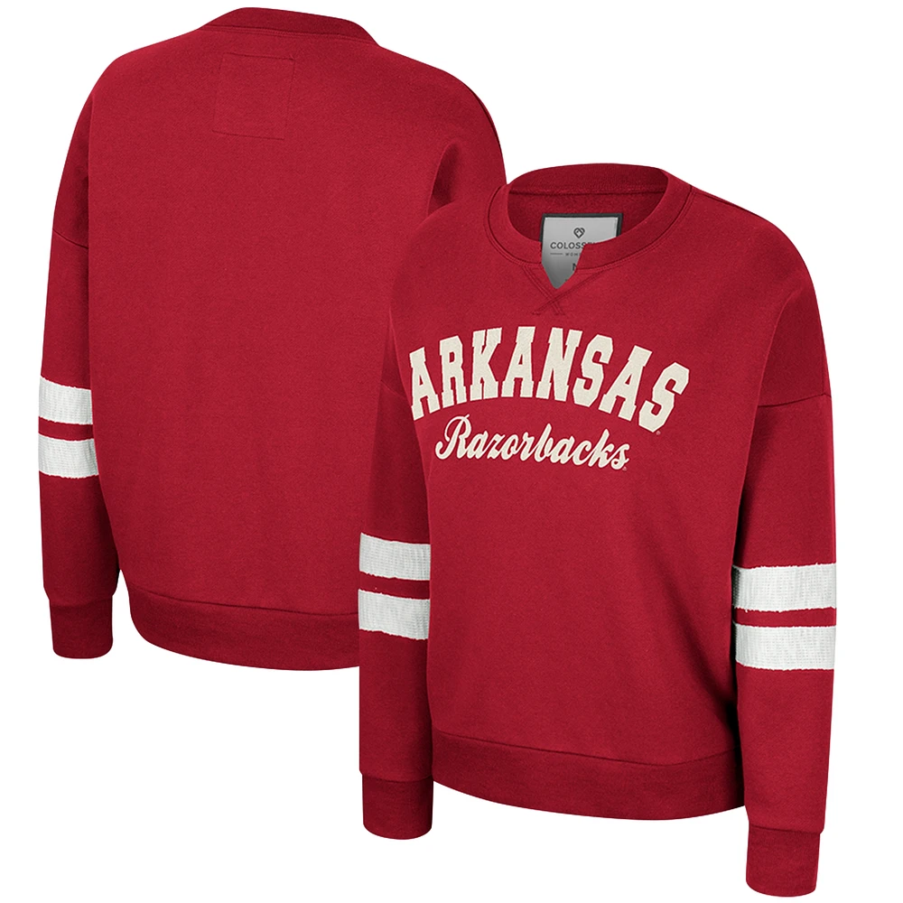 Sweat-shirt Colosseum Cardinal Arkansas Razorbacks Perfect Date à col cranté pour femmes