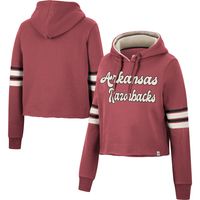 Women's Colosseum Cardinal Arkansas Razorbacks Retro Cropped Pullover Hoodie