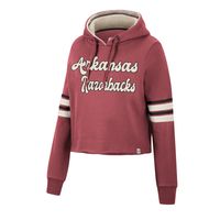 Women's Colosseum Cardinal Arkansas Razorbacks Retro Cropped Pullover Hoodie