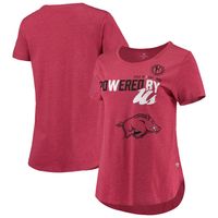 Women's Colosseum Heathered Cardinal Arkansas Razorbacks PoWered By Title IX T-Shirt