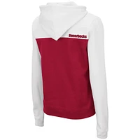 Sweat à capuche léger demi-zip Aidan Colosseum White/Cardinal Arkansas Razorbacks pour femme