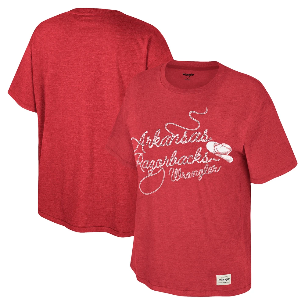 T-shirt surdimensionné Colosseum x Wrangler Cardinal Arkansas Razorbacks Lasso pour femmes