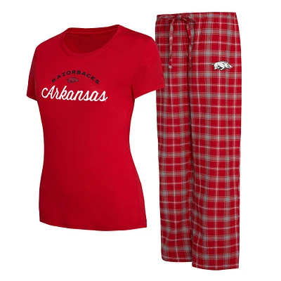 Concepts Sport Cardinal/Gris Arkansas Razorbacks Arctic T-shirt et pantalon en flanelle Ensemble de nuit