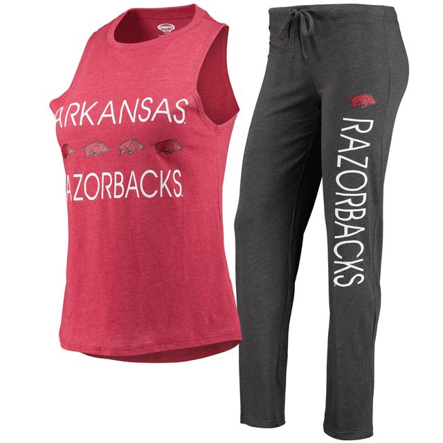 Concepts Sport Charcoal/Cardinal Arkansas Razorbacks Ensemble de nuit avec débardeur et pantalon