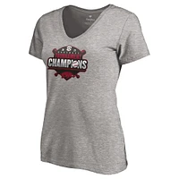 T-shirt à col en V pour femmes Fanatics Heathered Grey Arkansas Razorbacks 2021 SEC Baseball Conference Tournament Champions