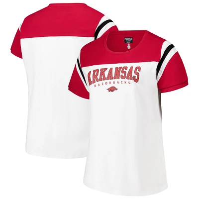 T-shirt Fanatics pour femme blanc Arkansas Razorbacks Winning Gear grande taille