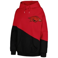 Women's Gameday Couture Cardinal/Black Arkansas Razorbacks Matchmaker Diagonal Cowl Pullover Hoodie