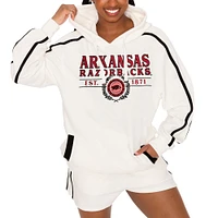 Ensemble sweat à capuche et short pour femme Gameday Couture Cream Arkansas Razorbacks Down, Set, Go