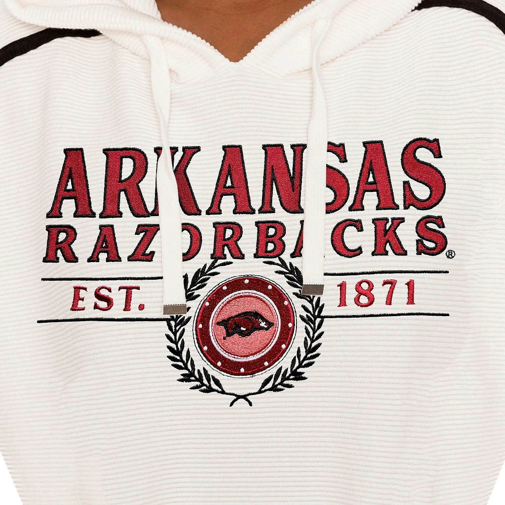 Women's Gameday Couture Cream Arkansas Razorbacks Down, Set, Go Pullover Hoodie and Shorts Set