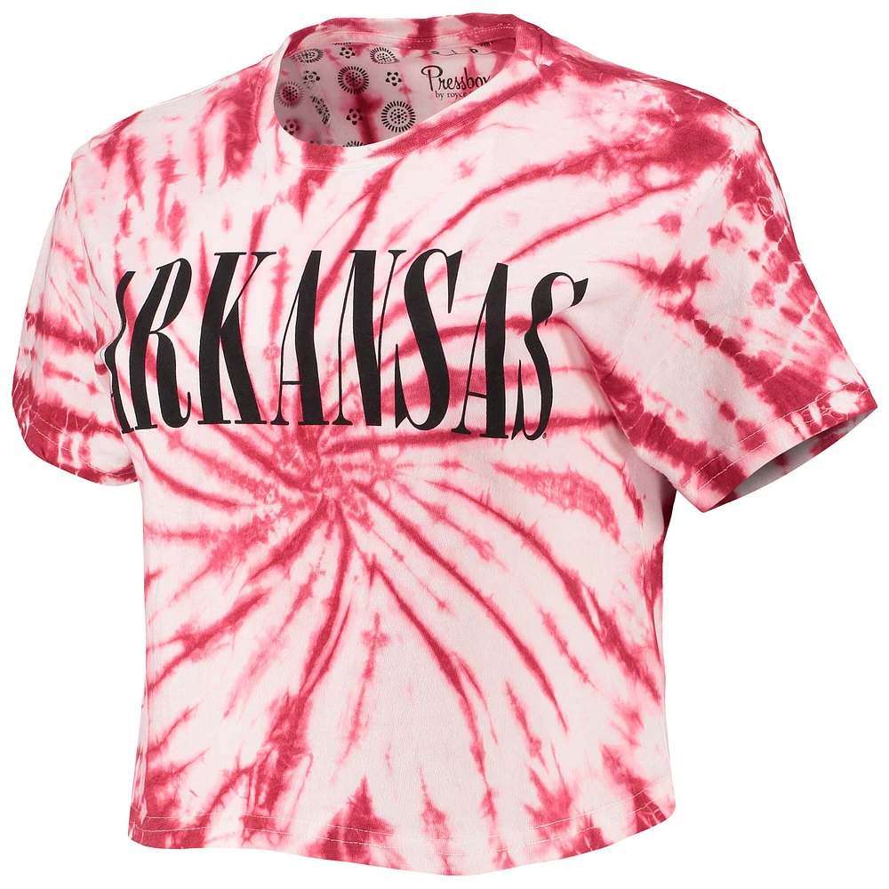 Women's Pressbox Cardinal Arkansas Razorbacks Showtime Tie-Dye Crop T-Shirt