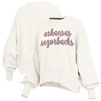 Women's Pressbox Cream Arkansas Razorbacks Chelsea Oversized Pullover Sweatshirt