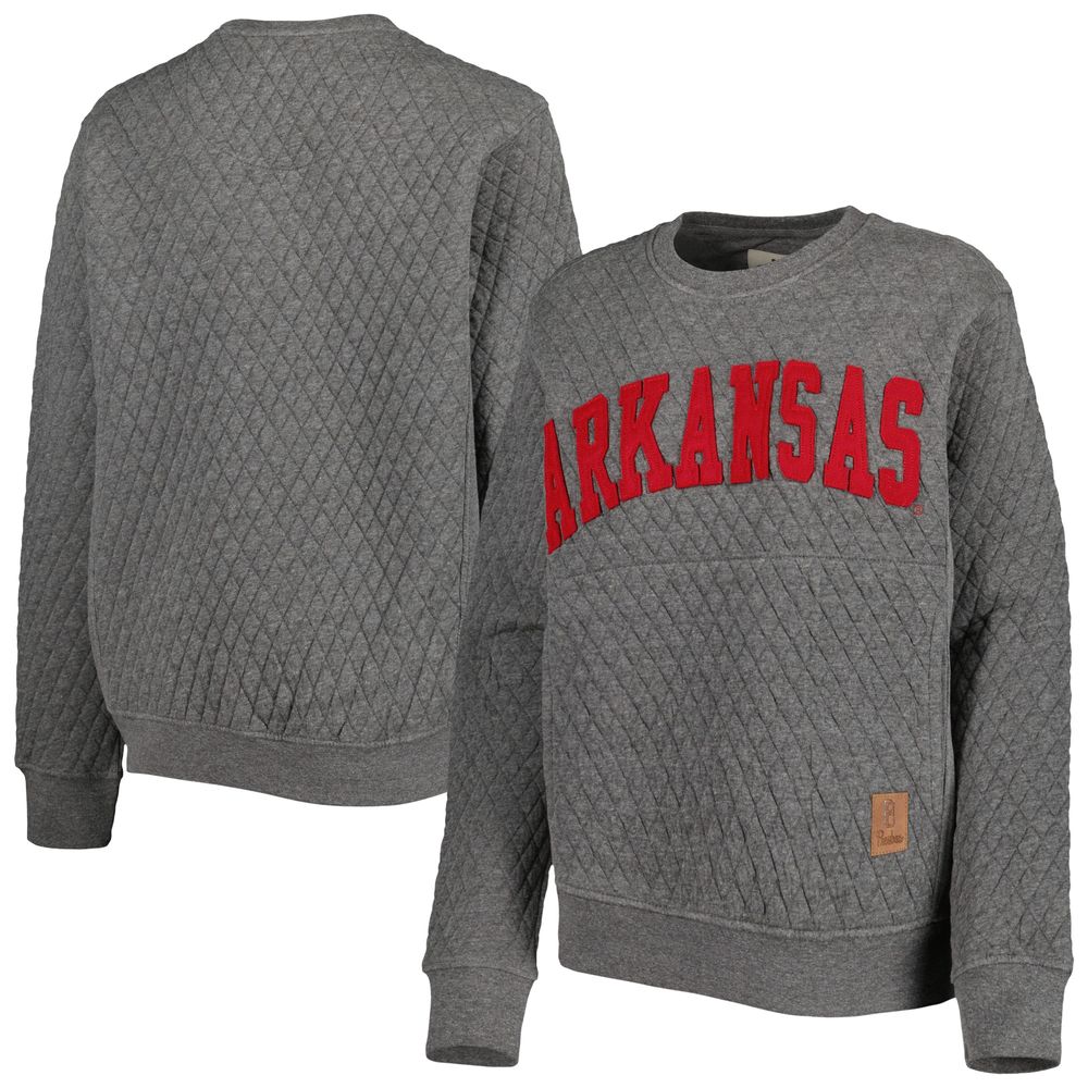 Women's Pressbox Heather Charcoal Arkansas Razorbacks Moose Quilted Pullover Sweatshirt