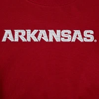 Women's Pro Standard Cardinal Arkansas Razorbacks Sequin Boxy Cropped Pullover Sweatshirt