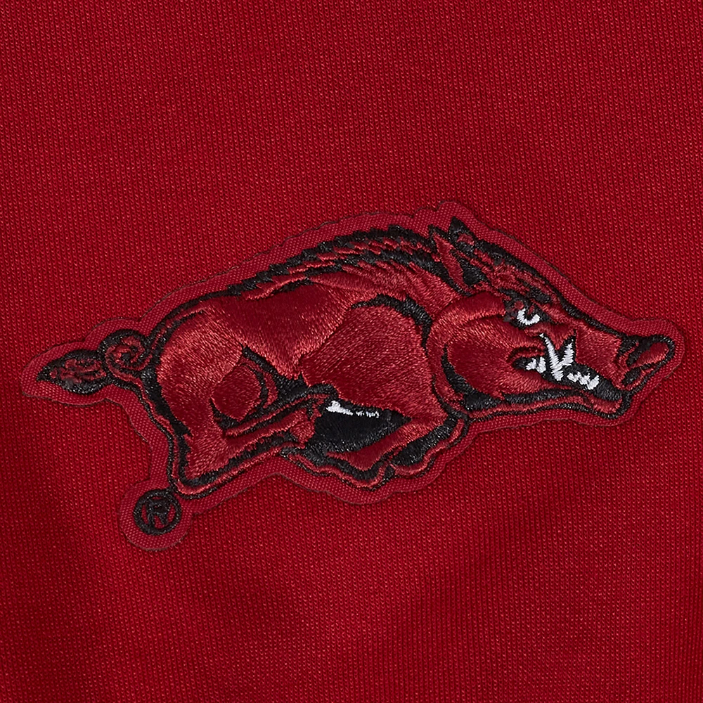 Women's Pro Standard Cardinal Arkansas Razorbacks Sequin Boxy Cropped Pullover Sweatshirt