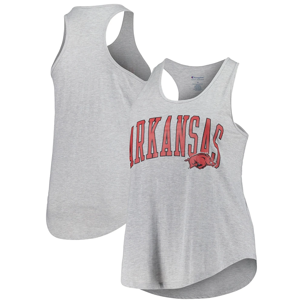 Women's Profile Heather Gray Arkansas Razorbacks Arch Logo Racerback Scoop Neck Tank Top