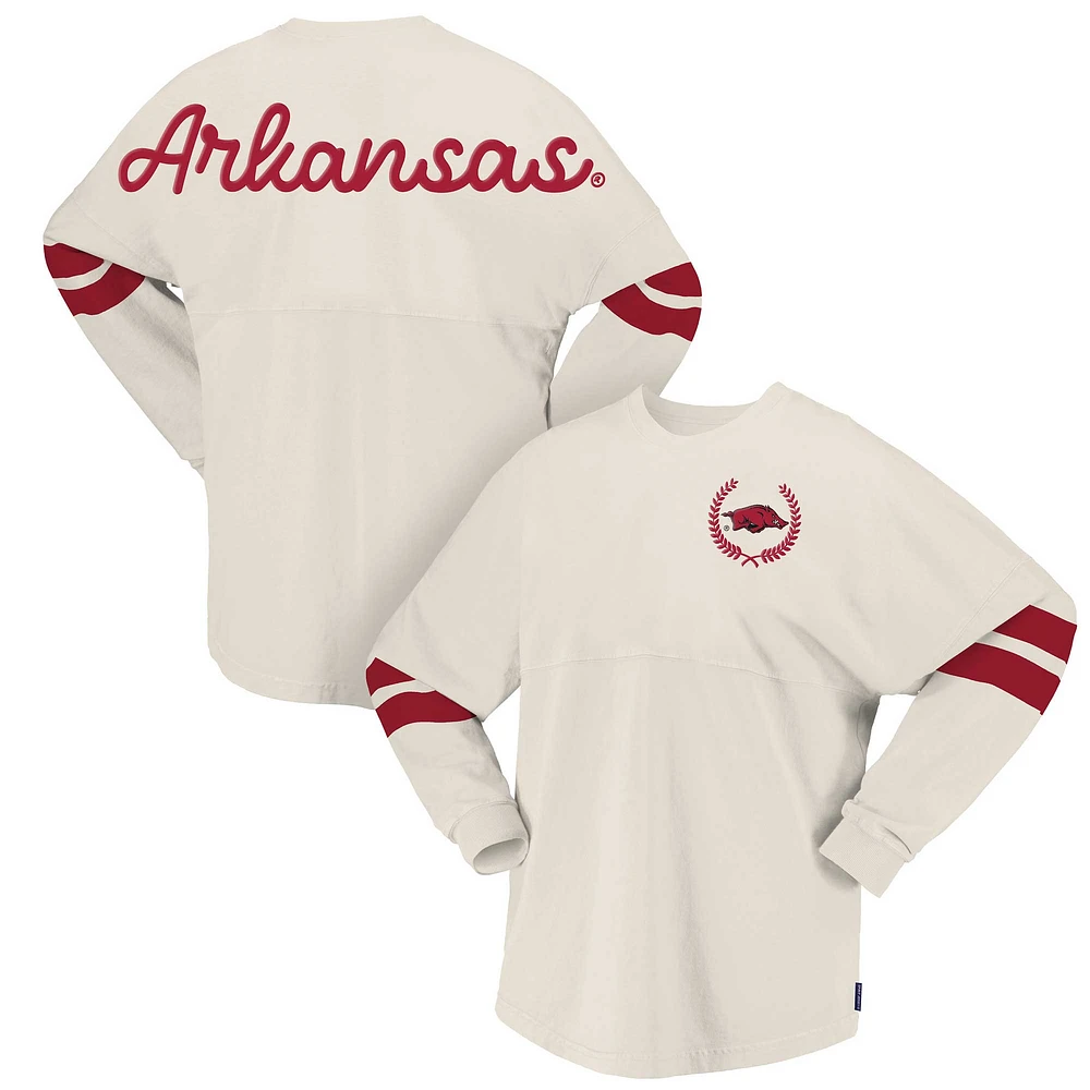 T-shirt surdimensionné en jersey Spirit pour femmes crème Arkansas Razorbacks