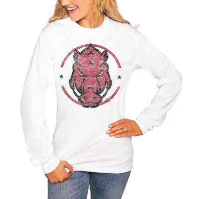 Arkansas Razorbacks Women's End Zone Long Sleeve T-Shirt - White